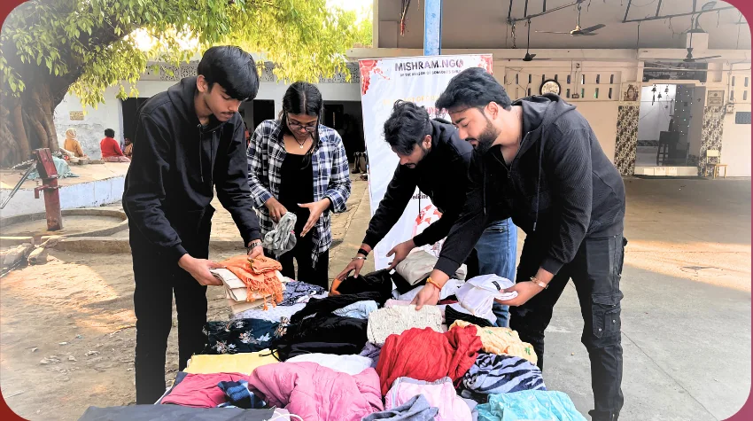 Mishram Foundation volunteers sorting donated clothing